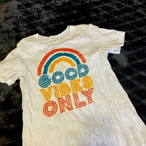 Good Vibes Only Bella Canvas Graphic tee with small stain on front